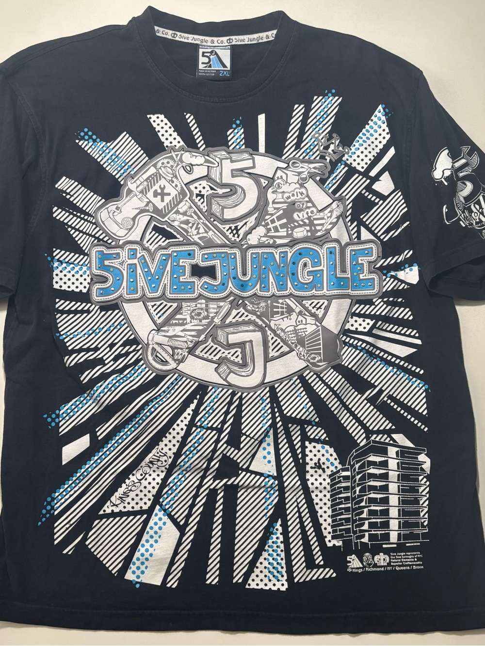 5iveJungle baggy hip hop style rhinestone Y2K graphic shirt